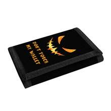 3-Fold Canvas Wallet With "Don't Touch My Wallet" Graphic Print, Includes Keychain/Zipper Coin Pouch/Card Slots, Cool Cartoon Eye Design, Lightweight And Portable Wallet - Multicolor - View 9