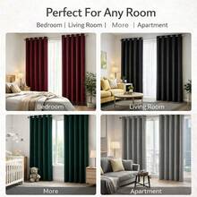 4 Panels 100% Blackout Curtains Heat Insulation Noise Reduction Privacy Protection Decorative Window Treatments Room Darkening Light Blocking Home Decor Heavy Duty Energy Efficient Thermal Insulated Curtains Blackout Drapes Living Room Bedroom Balcony Courtyard Curtains Panel Set Grommet Top Blackout Curtains For Windows Interior Design Farmhouse Modern Style Curtains For Bedroom Blackout Curtains For Living Room Thermal Curtains For Windows Noise Cancelling Curtains For Home Office Curtains For Patio Door Thermal Insulated Drapes Room Darkening Curtains For Dark Room Partition Curtains Suitable For Living Rooms Bedrooms Balconies And Courtyards BLACK RED GRAY GREEN - Xám - Xem 9