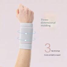 1pc Wrapped Compression Sports Wrist Brace, Breathable Wrist Support Sleeve, Suitable For Badminton, Workout, Tendinitis Joint Injury Compression Wrist Wrap - Grey - View 4