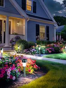 Solar Path Lights, Yard Ground Lights, LED Deck Spike Lights, Solar Deck Lights For Yard, Waterproof ABS Solar Lights For Roadside Decor - Black - View 6