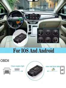 OBD2汽车诊断工具 OBDII OBD 2 OBD II ELM 327 V1.5 WIFI故障码读取器诊断工具，可清除发动机故障灯 - 诊断3000多种车辆故障码，汽车配件 - 黑色加強版 - 查看 6