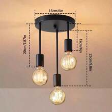 1盏现代简约三头铁艺吊灯，E27灯座，硬线连接，适用于餐厅、卧室、书房、客厅，创意吊灯，楼梯照明，不含灯泡 - 彩色 - 查看 6
