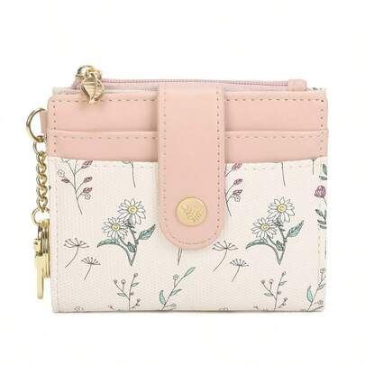 Billetera con múltiples compartimentos y estampado floral, monedero versátil y elegante para mujer primavera/verano 2026