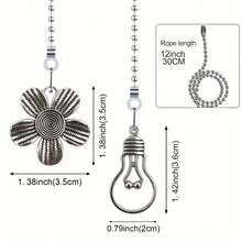 Vintage-Style Ceiling Fan Pull Chain Set: 2 Decorative Fan Pull Chain Extensions With 12inch Ball Chains And Connectors - Perfect For Home Decoration And Celebrations - Silver - View 1