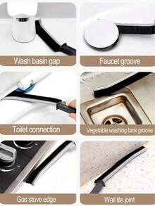 1个硬毛缝隙清洁刷，多用途缝隙清洁刷，适用于洗衣、浴室、厨房、瓷砖缝隙、窗槽等家居清洁 - 合金黑色手柄 - 查看 7
