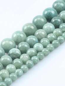 Cuentas sueltas redondas de jade birmano natural de 6/8/10mm con espaciador de ágata para hacer joyas DIY, accesorios para collares y pulseras - verde menta - Ver 1