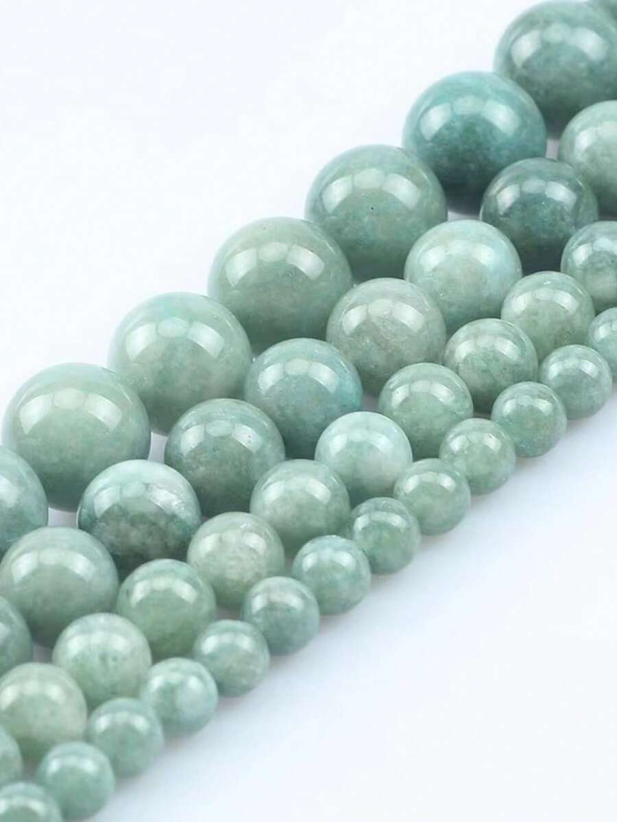 Cuentas sueltas redondas de jade birmano natural de 6/8/10mm con espaciador de ágata para hacer joyas DIY, accesorios para collares y pulseras - verde menta - Ver 1