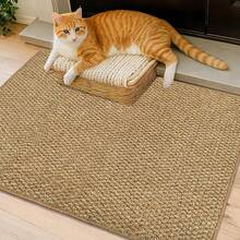 1pc Nordic Style Brown Faux Jute Fabric Washed Cotton Doormat, Semi-Circle Warm Earth-Tone Entrance Rug, Practical Hallway Bedroom Luxury Home Decor Carpet, Easy Maintenance Entryway Doorway Rug - Multicolor - View 3