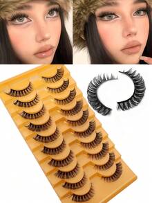 10 Pairs Messy Style European And American False Eyelashes, Makeup Artist Use, Suitable For Asian And Mixed-Race, Thick And Curly - View 4