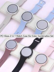 6件組運動手錶保護殼，相容 Galaxy Watch 8 40mm 與 44mm，防震防刮硬 PC 外殼與鋼化玻璃螢幕保護膜二合一手錶殼，適合男女，時尚運動休閒智慧手錶保護殼 - 錶殼多色套裝2 - 查看 4