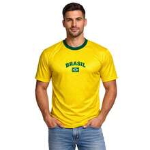 Kit With Men's Brazil T-Shirt And Women's Brazil Cropped Baby Look Or Tank Top. Couple's Brazil Set. - CC Vàng - Xem 2