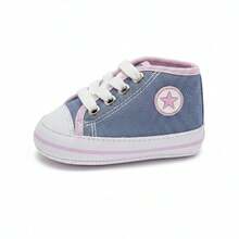 Baby Boy Shoes, High-Top Sneakers, Newborn Size, Comfortable Canvas - 牛仔褲 - 查看 1