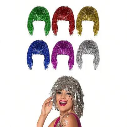 1pc Metal Embossed Hair Accessory, Metallic Shiny Hair Decor For Party, 1980s Photo Booth Prop, Disco Female Costume, Disco Party & Event Accessory, Suitable For Halloween, Christmas And New Year Celebrations