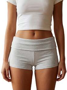 Women's Pajama Shorts Solid Color/Stripe Low Waist Slim Comfy Sleep Shorts Summer Casual Pajama Bottoms - 淺灰色 - 查看 1