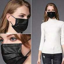 100pcs Black Disposable Face Masks, Lightweight Breathable Design, Suitable For Spring & Summer, Fashionable & Versatile - A - View 2