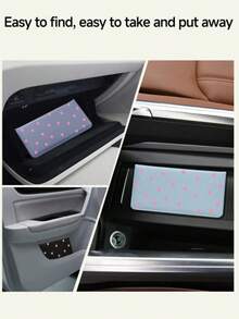 Heart & Bow Pattern Car Registration & Insurance Card Storage Box - Glove Box Organizer For Cars & Trucks, Ideal For Storing Important Documents, Licenses, Passports, Cards, Auto Parts & Accessories. This Unisex Storage Box Makes A Great Gift For Car, Truck, Motorcycle & Trailer Owners, Perfect For Christmas, Birthday Or New Year - Multicolor - View 3