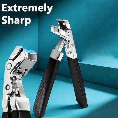 Heavy Duty Thick Nail Clipper - Sturdy Sharp Curved Nail Scissors | Anti-Splash Design | 45° Angled Head, No Need To Bend Over To Trim Toenails | Suitable For Elderly, Adults, Men And Women, Ideal Gift