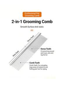 宠物美容梳理打结刷，专业不锈钢跳蚤梳，适用于犬猫 - 查看 5