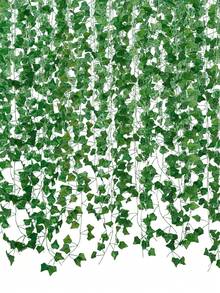 (3/6/12pcs) Decorative Vine, Indoor Decor Artificial Evergreen Ivy Leaves Hanging Wreath, Home Bedroom Wall Wedding Christmas Party Office Garden Outdoor Decoration - Green - View 4