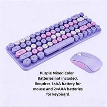 MOFII I Bean 2.4G Wireless Silent Keyboard And Mouse Set, Macaron Retro Round Keycaps, Feminine Style, Office Keyboard Compatible With PC Laptop, Battery Not Included - View 13