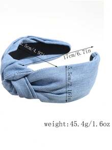 1pc Vintage Denim Wide Knotted Headband, Simple Solid Color High Crown Hair Hoop, Women Daily Wear Hairband, Fashion Versatile Hair Accessory, Spring/Summer,Holiday,Travel - Multicolor - View 7