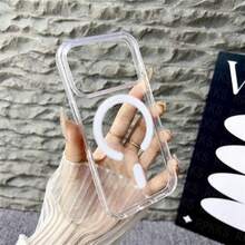 1 Transparent Acrylic Simple Magnetic Phone Case New For IPhone 17promax/17pro/17air /16/15/14/13/12/11Phone Protective Case - Clear - View 5