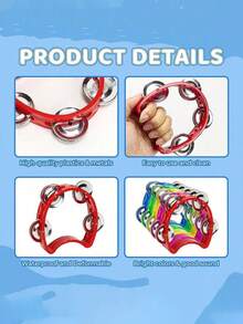 Luxury Double-Layer Bell Handheld Tambourine, Lightweight Percussion Instrument For Singers, Suitable For Stage Performance, Singing, Dance Rhythm Training, Musical Instrument Party Supplies, Father's Gift, Graduation Season, Back To School Season New Semester Gift - Multicolor - View 10