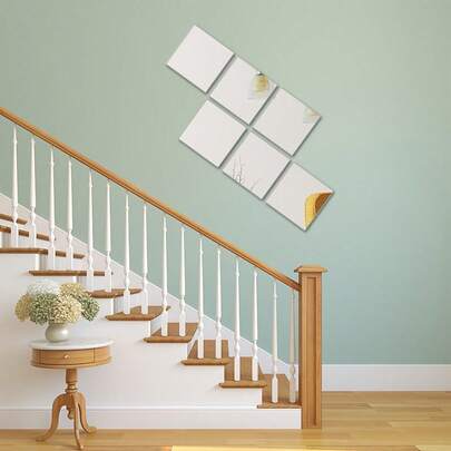 4/8/20 miếng, 7.87x7.87 inch, Gương acrylic tự dính, Tấm gương nhựa dẻo có thể dán tường, Gương dày 1mm, Gương nhỏ không khung, Trang trí tường nhà