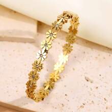 Bộ 5 chiếc vòng tay bằng thép không gỉ kiểu dáng tối giản thanh lịch, đính đá Zirconia, trang trí bằng những ngôi sao lấp lánh sang trọng, phụ kiện cao cấp dành cho nữ. - Vàng - Xem 2