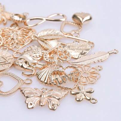 10/30个混合金属镀金合金吊坠，适用于DIY手链、项链、珠宝制作配件