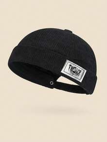 Unisex Skull Logo Vintage Corduroy Fisherman Cap, Adjustable Brimless Hat, Retro Casual Streetwear Sailor Cap, Versatile For All Seasons,Summer,Beach,Holiday - K - View 10