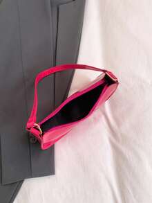 1 pieza Bolso Hobo de cuero patentado, bolso de hombro brillante estilo Y2K, bolso ligero, bolso compacto para uso diario, bolso versátil casual para ir y venir, perfecto para chicas/estudiantes/jóvenes, para ir y venir diario, compras - Multicolor - Ver 5