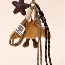 Bag Charm In The Shape Of A Croissant, Hamburger, And Plush Toy; Braided Chain For Men's Pants; Keychain With Chain For Women's Hip-Hop Style Cargo Pants. - Brown - View 4