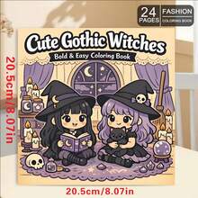 1 Cute Gothic Witch Coloring Book 24 Sheets (120gsm Thick Paper) Upgraded Deluxe Edition (Suitable For Easter, Thanksgiving, Christmas, New Year And Valentine's Day Gifts) - Single Piece - View 2