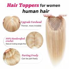 SHINEHAIR 5x5 Hairpiece For Women – Natural Colored Straight Hair (Black / Light Shades) - A Natural-Looking Hairpiece For The Top Of The Head. Features A Real Hair Fringe To Enhance And Frame The Face. - S18/613 - Xem 6