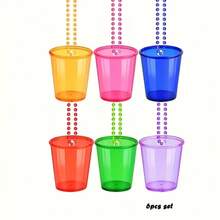 1/6pcs Cup-Shaped Necklace Decorations, Beaded Chain With Cup Pendant, Suitable For Necklace, Tabletop Or Porch Decor, Multi-Color Options (Blue, Green, Purple, Pink, Orange, Red), Lightweight Durable Plastic Beads, Suitable For Birthday, Easter, Bachelorette Party, Carnival, Bar, Club, Graduation, Anniversary - Multicolor - View 7