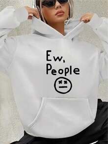 Women's Hoodie - Holiday Party Outfit - Soft Everyday Fall Tops - Machine Washable Casual Pullover Sweatshirt Women's Printed Hooded Sweatshirt - trắng - Xem 2