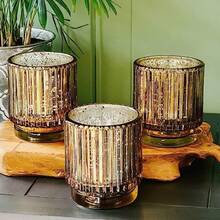 Kate Aspen - Candelabros votivos de vidrio acanalado clásico dorado juego de 6 decoración de otoño decoración bohemia decoración de estantes regalo perfecto para anfitriona o decoración del hogar - Dorado - Ver 4