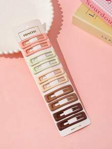 10pcs/30pcs Girls Minimalist Versatile Casual School Style Colorful Solid Square Hair Clips - Multicolor - View 5