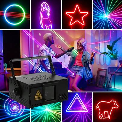 Đèn chiếu sáng tiệc tùng, đèn sân khấu DJ disco, máy chiếu hoạt hình 3D, máy chiếu khiêu vũ kích hoạt âm thanh DMX512, máy chiếu quét chùm tia RGB trong nhà, thích hợp cho các buổi tụ họp gia đình, câu lạc bộ, quán bar KTV, tiệc sinh nhật, ngày lễ, đèn tạo không khí.