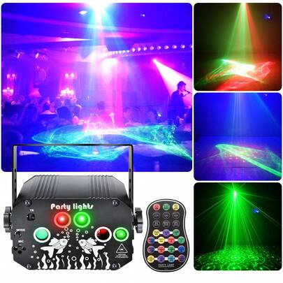 Đèn tiệc disco 3 trong 1 - Hiệu ứng cực quang + Hình chiếu + Đèn chiếu nhấp nháy RGB kích hoạt bằng âm thanh, thích hợp cho tiệc sinh nhật trong nhà, câu lạc bộ karaoke, KTV, cắm trại, tụ họp gia đình và chiếu sáng trang trí tạo không khí.