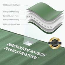 CumbreX™ Air and Foam Self Inflating Sleeping Pad Built-in Electric Pump 4" Ultra-Thick Memory Foam Camping Mattress with Pillow Double Camping Pad 4-Season R-value 9.5 Camp Mat for Travel Full - Greenpump del Ejército - Ver 3