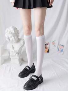 1 Pair Women's Fashionable Knee-High Socks - White - View 3