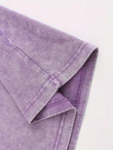 Hellstars Path To Paradise Flame Star Graphic Y2K Washed T-Shirt Double Sided Printed (230g 100% Cotton T-Shirt), Summer Clothes, Men's Tops, Casual And Comfortable, Fashionable Graphic Tee, Unisex Style - Mauve Purple - View 3