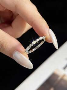 1pc Unique Shiny Horse Eye Shaped Round Moissanite 925 Sterling Silver Luxury Engagement Ring, Promise Ring, Anniversary Ring, Women's Jewelry Gift, Christmas Gift - Marquise Diamond Moissanite Ring - View 5