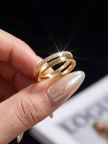 1pc Unique Romantic Hollow Single-Layer Full Diamond Moissanite 925 Sterling Silver Luxury Engagement Ring, Promise Ring, Anniversary Ring, Jewelry Gift For Women, Valentine's Day Gift - Openwork Moissanite Ring - View 1