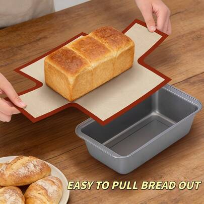 1/2pcs Silicone Bread Mold, Reusable Silicone Bread Baking Mat, Non-Stick Loaf Pan Liner With Pull-Out Tabs, Heat-Resistant & Easy Release Bread Sling For Homemade Sourdough, Toast, Banana Bread, Easy To Clean, Silicone, Fits Standard 9x5 Loaf Pans, Ideal For Home Kitchen, DIY Baking, Family Activities,Birthday Party,Essential For Baking