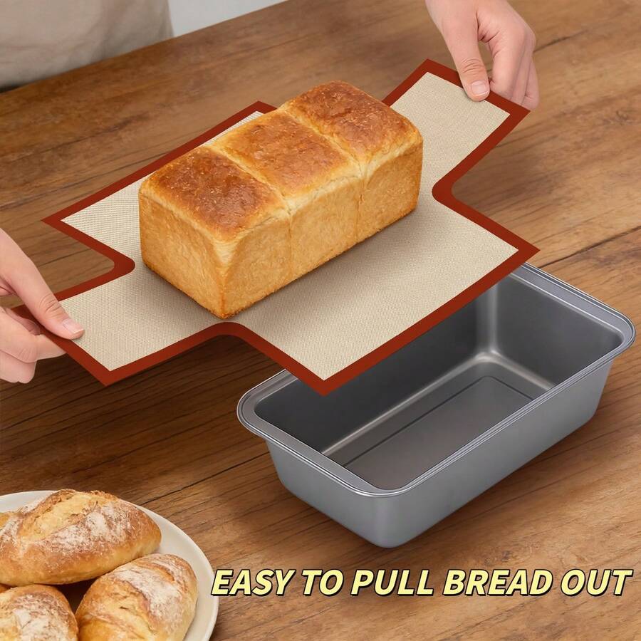 1/2 piezas de tapetes de silicona reutilizables para hornear pan, forro para molde de pan, bandeja de hornear antiadherente, forro para molde de pan antiadherente con pestaña extraíble, adecuado para pan casero, pastel, pan de plátano y horneado en horno, fiesta, horneado en casa, horno y microondas
