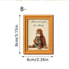 1/6 piezas Imán de nevera con marco dorado vintage de periódico con mono. Lindo orangután animal. Decoración de madera con cita "El hogar no es un lugar". Para cocina, nevera, taquilla y soporte de notas de pizarra blanca, decoración de gabinete de oficina. - Animal 3 - Ver 12