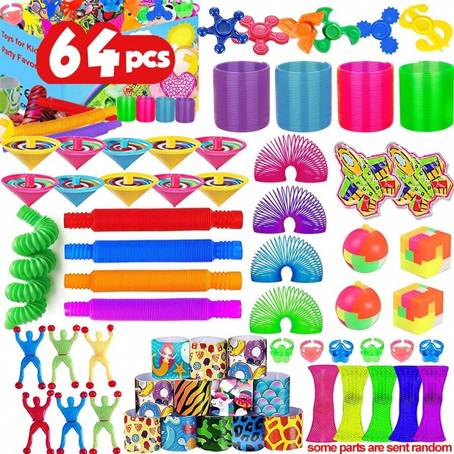 Bộ 64 món đồ nhét túi quà tặng tiệc tùng, quà Giáng sinh, đồ dùng số lượng lớn cho lớp học, giải thưởng hộp kho báu lễ hội, đồ nhét túi piñata, đồ dùng cho tiệc sinh nhật người lớn. - Màu xanh bạc hà - Xem 1